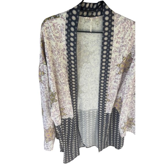 Free People Forget Me Knot Tie Front Kimono Women’s Large In Ivory - Picture 3 of 13